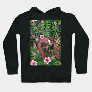 Florencia the Flamingo in her Forest Full of Florals Hoodie